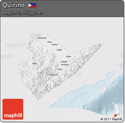 Silver Style 3D Map of Quirino, single color outside