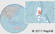 Gray Location Map of Quirino, highlighted country, hill shading