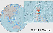 Gray Location Map of Quirino, hill shading
