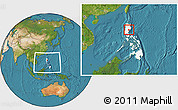 Satellite Location Map of Quirino, highlighted country, within the entire country