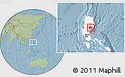 Savanna Style Location Map of Quirino, highlighted country, hill shading