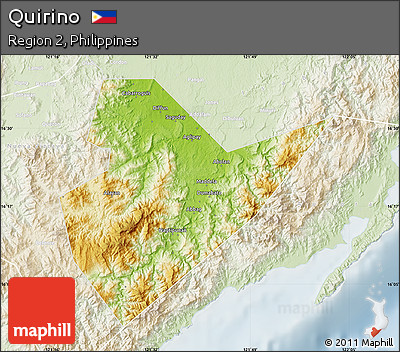 Physical Map of Quirino, lighten
