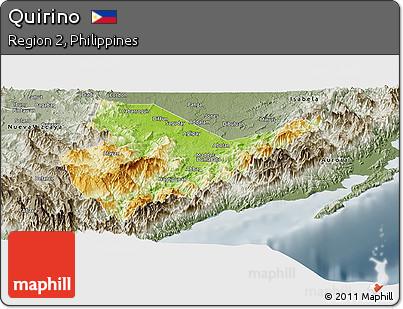 Physical Panoramic Map of Quirino, semi-desaturated