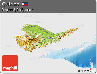 Physical Panoramic Map of Quirino, single color outside