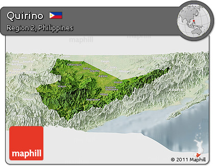 Satellite Panoramic Map of Quirino, lighten