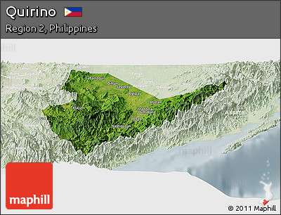 Satellite Panoramic Map of Quirino, lighten