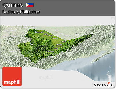 Satellite Panoramic Map of Quirino, lighten