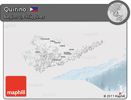 Silver Style Panoramic Map of Quirino, single color outside