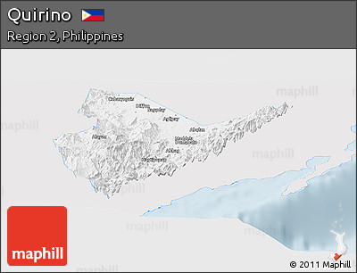 Silver Style Panoramic Map of Quirino, single color outside