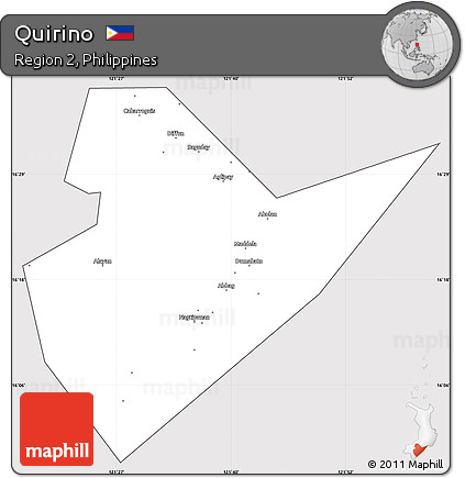 Silver Style Simple Map of Quirino, cropped outside