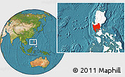 Satellite Location Map of Region 3, highlighted country