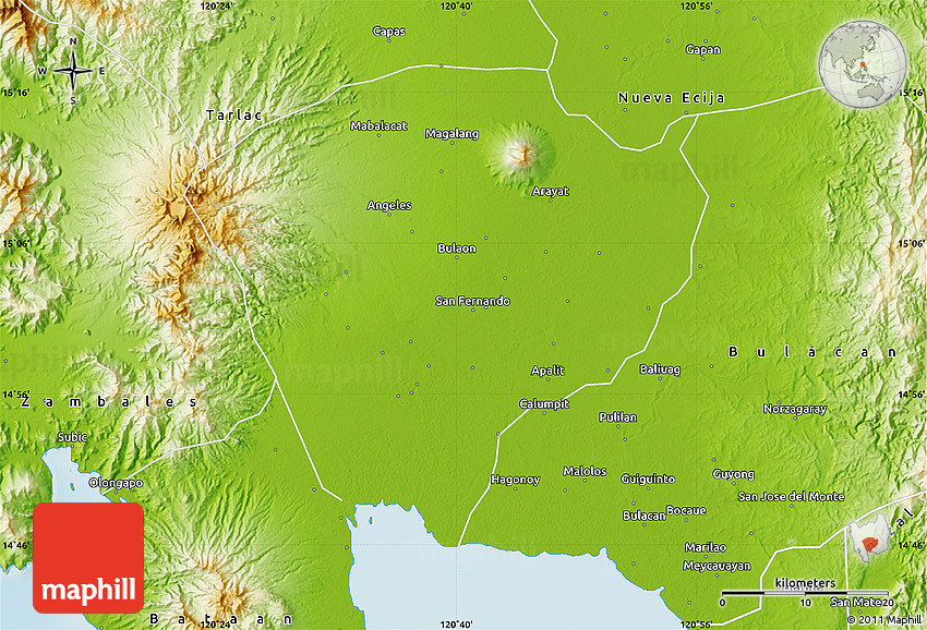 Physical Map of Pampanga
