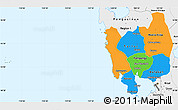 Political Simple Map of Region 3, single color outside, borders and labels