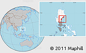 Gray Location Map of Aurora, highlighted country, highlighted parent region