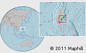 Gray Location Map of Aurora, hill shading