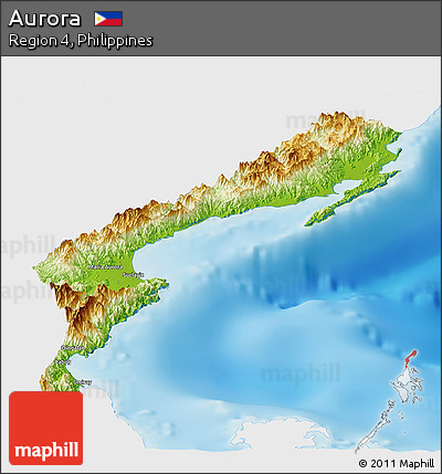 Physical Panoramic Map of Aurora, single color outside