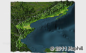 Satellite Panoramic Map of Aurora, darken
