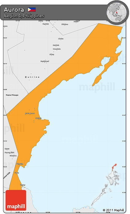 Map Of Aurora Province Free Political Simple Map Of Aurora, Single Color Outside, Borders And  Labels
