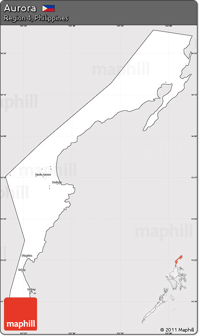 Silver Style Simple Map of Aurora, cropped outside