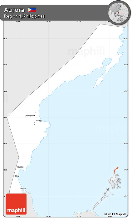 Silver Style Simple Map of Aurora, single color outside