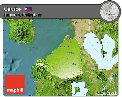 Physical Map of Cavite, satellite outside