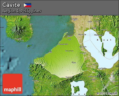 Physical Map of Cavite, satellite outside