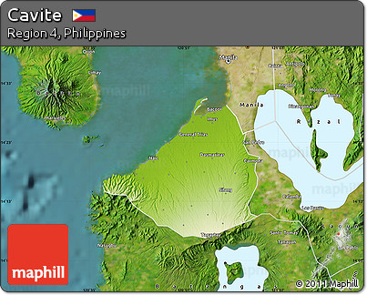 Physical Map of Cavite, satellite outside