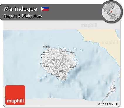 Classic Style 3D Map of Marinduque, single color outside