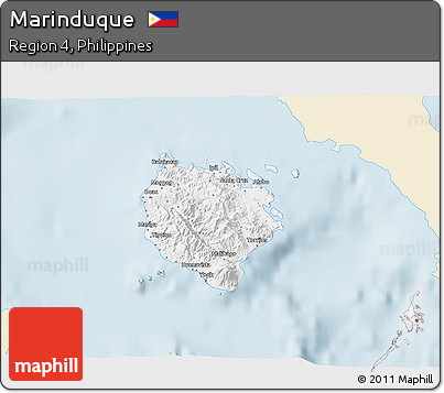 Classic Style 3D Map of Marinduque, single color outside