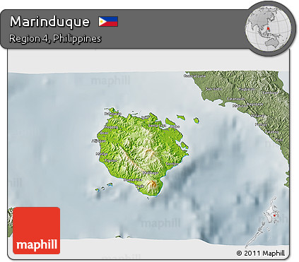 Physical 3D Map of Marinduque, semi-desaturated