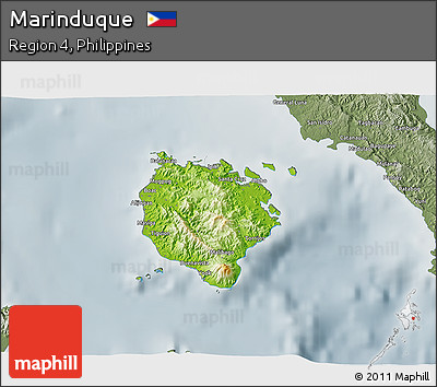 Physical 3D Map of Marinduque, semi-desaturated