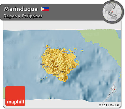 Savanna Style 3D Map of Marinduque, single color outside