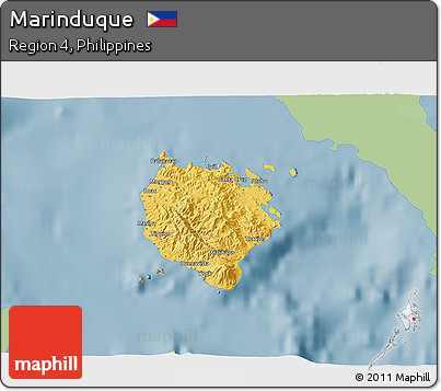 Savanna Style 3D Map of Marinduque, single color outside