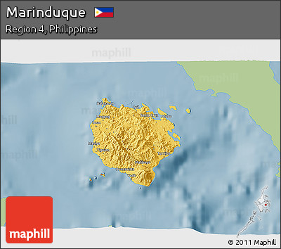 Savanna Style 3D Map of Marinduque, single color outside