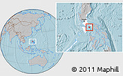 Gray Location Map of Marinduque, highlighted parent region, hill shading