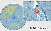 Savanna Style Location Map of Marinduque, highlighted country, highlighted parent region, hill shading