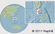 Savanna Style Location Map of Marinduque, highlighted parent region, hill shading