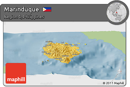 Savanna Style Panoramic Map of Marinduque, single color outside