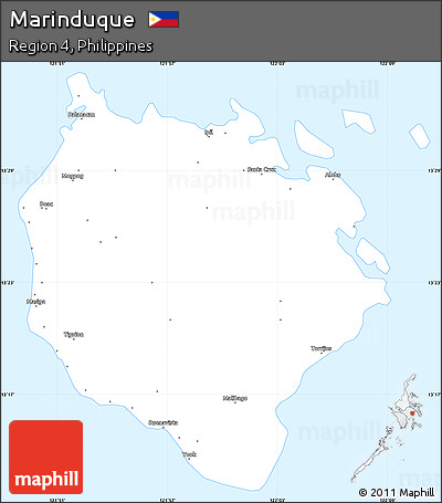Classic Style Simple Map of Marinduque, single color outside