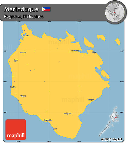 Savanna Style Simple Map of Marinduque, single color outside