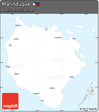 Silver Style Simple Map of Marinduque, single color outside