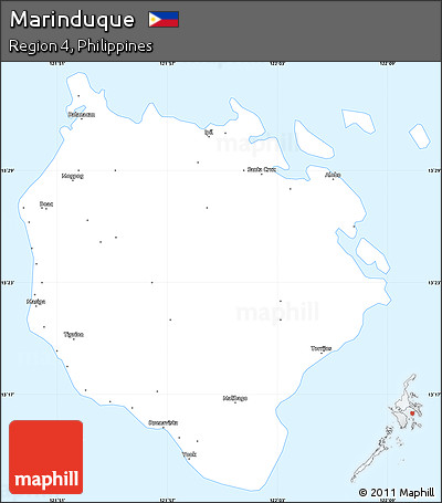 Silver Style Simple Map of Marinduque, single color outside