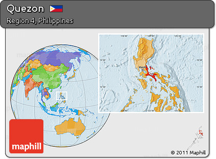 Political Location Map of Quezon