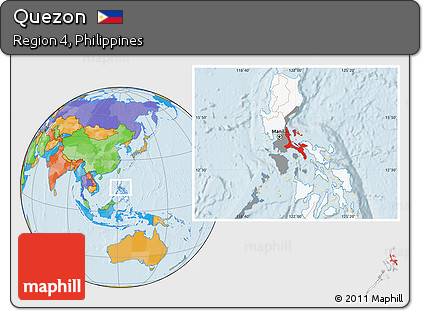 Political Location Map of Quezon, highlighted country, highlighted parent region