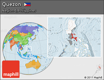 Political Location Map of Quezon, highlighted country, highlighted parent region
