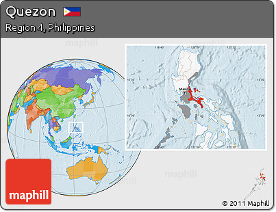 Political Location Map of Quezon, highlighted country, highlighted parent region