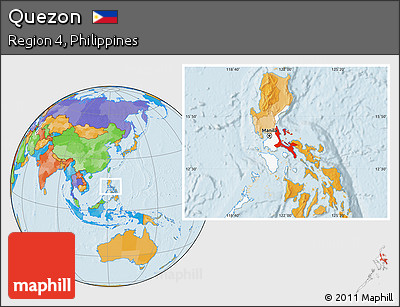 Political Location Map of Quezon, highlighted parent region