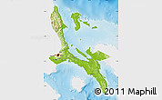 Physical Map of Quezon, single color outside
