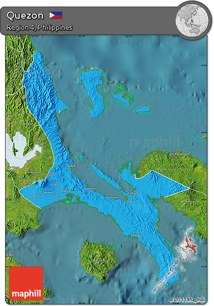 Political Map of Quezon, satellite outside