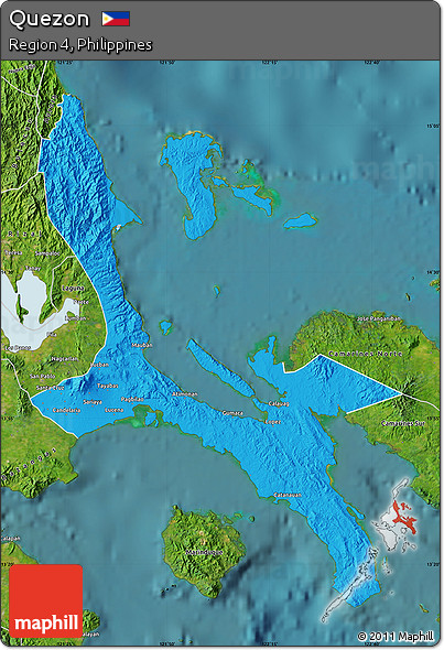 Political Map of Quezon, satellite outside